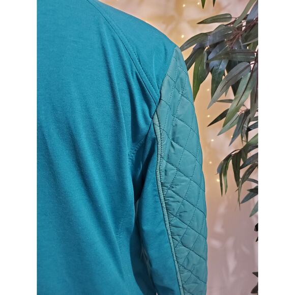 T by Talbots Diamond Quilted Teal Blue Zip Up Lightweight Jacket Womens Size L - Picture 7 of 12